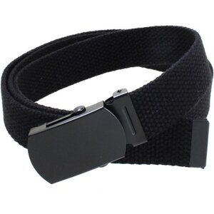Kids Canvas Web Belt Flat Black Buckle/Tip Solid Color 44" Long 1" Wide - Cut